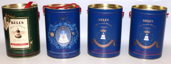 Four Bells whisky decanters, 70 & 75cl, sealed, in tubes