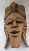 Crissy Rock Collection - Carved hardwood Eastern wall mask H50cm