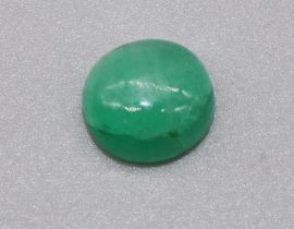 Cabochon Emerald, 4.95 carat, I1 clarity, AGI certificate of authenticity