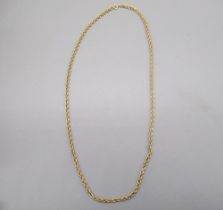 14ct yellow gold rope twist chain necklace, stamped 14k, 51cm, 15.2g