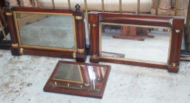 Victorian rosewood framed overmantel mirror, with gilt detail, and similar mahogany mirror and a