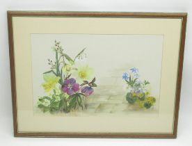 Jean Starkie (20th Century) 'Spring Garden' watercolour signed; with Artist's label verso, 63.2cm