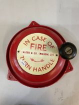Vintage fire alarm bell with turn handle by Carter & Co.