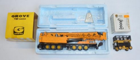 Two boxed NZG 1/50 scale diecast plant models to include a Grove TM1400 Hydraulic Crane Truck in