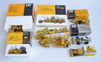 Seven 1/50 scale diecast Caterpillar plant models by NZG to include a D4E Bulldozer (Art No 205,