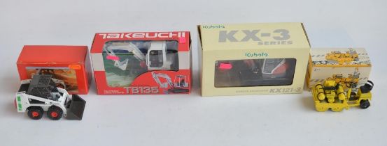 Four boxed diecast plant models, various scales and manufacturers to include an NZG 1/20 Bomag