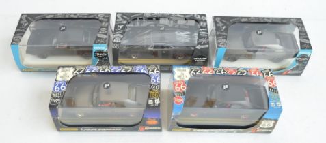 Five 1/32 scale Street Muscle Dodge Charger slot car racing models from Pioneer to include limited