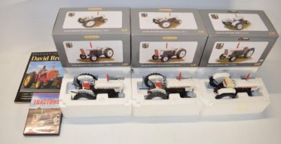 Three boxed Universal Hobbies 1/16 scale diecast David Brown tractor models to include 2x 1966 990'