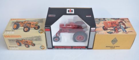 Three boxed 1/16 scale diecast tractor models to include Universal Hobbies 1950 Renault R3042 (model