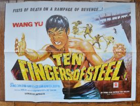 Collection of vintage movie quad posters to include Ten Fingers Of Steel, The Flesh And Blood