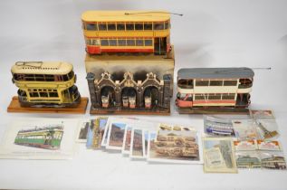 Collection of tram related models, postcards and other ephemera to include a Charles D Forster