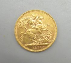 Victoria sovereign, 1892, London mint, 8.0g