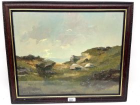 Lewis Creighton (British 1918-1996); Moorland landscape, oil on board, signed, 40cm x 50cm