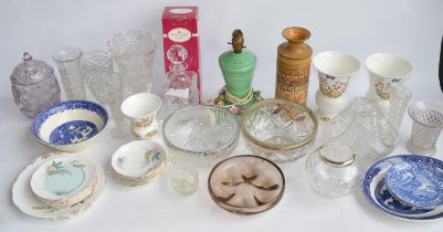 Mixed collection of glass and ceramic tableware to include Denby, Aynsley, Royal Doulton, Queen Anne