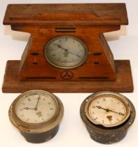 Smiths London - vintage car clock in Art Deco inlaid mahogany mount H20cm and two other Smiths car