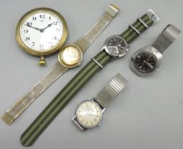 West End Watch Co. Sowan Prima stainless steel military style wristwatch; Esperanto gold plated