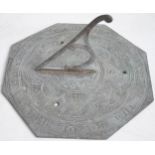 Antique style metal octagonal sundial inscribed 'Set Me Right And Use Me Well And I Ye Time To You
