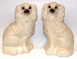 Pair of Staffordshire-style wally dogs with glass eyes, H27cm (2)