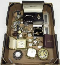 Ladies Accurist gold plated quartz wristwatch with matching bracelet and earrings, Swatch quartz