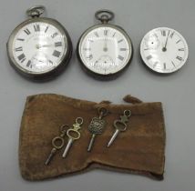 Waltham for Fattorini & Son silver key wound and set pocket watch, signed white enamel Roman dial