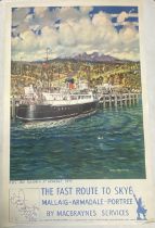 1950's RMS Isle of Skye Transport poster, "The Fast Route To Skye By Macbrayne's Services", designed