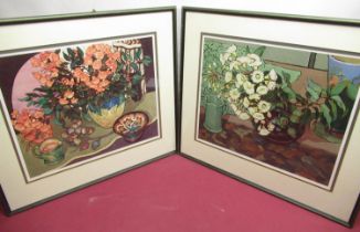 Chris Canning (Contemporary), pair of colour prints, still life studies of fruit and flowers, each