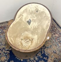 Victorian painted tin hip bath, H53cm