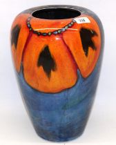 Large Poole Pottery 'Wild Poppy' pattern ovoid vase, designed by Anita Harris, H33cm