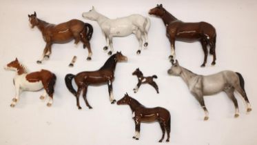 Collection of Beswick horses, incl. Skewbald no. 1373, all A/F (8)