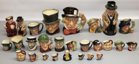 Collection of twenty six Royal Doulton character jugs, incl. Winston Churchill, John Peel, Tam O'