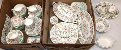 Minton Haddon Hall extensive tea and dinner service, including dinner plates, tureen, teacups, tea