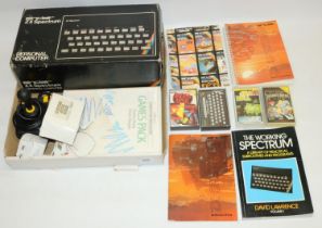 Sinclair ZX Spectrum personal computer system, boxed, joystick, manuals and games