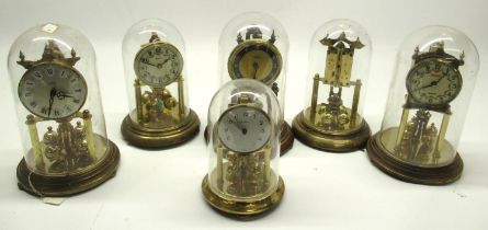 Bentima C20th brass 400 day suspension timepiece under glass dome H22cm, similar clocks, Wilm,