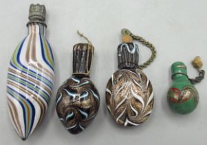 Four miniature Venetian type swirled and striped glass scent bottles, max. L7cm (4)