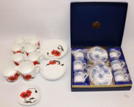 Wedgwood Susie Cooper Design Corn Poppy 15 piece part coffee set and a cased Coalport Revelry 12