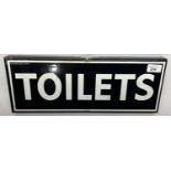 Black and white enamel toilet sign, L42cm