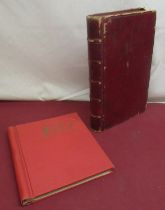 Waterlow & Sons Limited red leather account book, with five raised bands, a Stanley Gibbons stamp