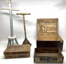 Colman's Starch wooden crate, L27.5cm; a Wigtownshire Creamery Stranraer cardboard box; a Raisley
