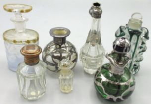 Collection of Georgian and later scent bottles, incl. cut glass examples, a cut through glass