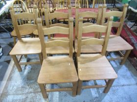 Modern pine dining table, circular extending top on blue painted column support and four