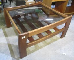G Plan teak Katrina coffee table, with smoked glass top, W74cm D71cm H41cm