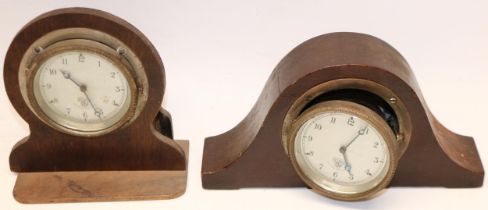 Smiths, Cricklewood Works, London - two vintage car clocks in wood mounts H19.5cm