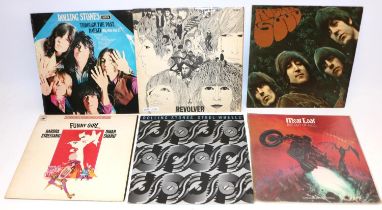 Vinyl records, incl. Beatles Revolver and Rubber Soul, Rolling Stones Steel Wheels, etc. (6)