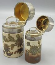 Two Burslem ceramic and silver scent bottles, max. H8cm (2)