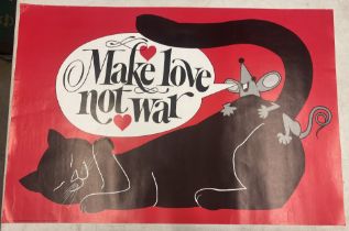 1970's 'Make Love Not War' poster no.10 1085 printed by Minerva Copenhagen Denmark 1973, unframed,