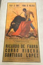 C1970's Bull Fighting Poster for Plaza De Toros - Palma De Mallorca with Riccardo De Fabra etc,