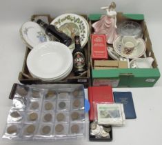 Group of collectables, incl. coins and banknotes, Robertsons jam ceramics, Coalport figure 'With