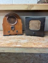 Baby X model Stentorian loudspeaker and a wooden Art Deco style radio (2)