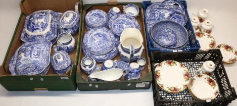 Collection of Spode Blue Italian tableware incl. two teapots, other blue and white ceramics, and a