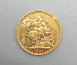 Victoria sovereign, 1891, Melbourne mint, 8.0g